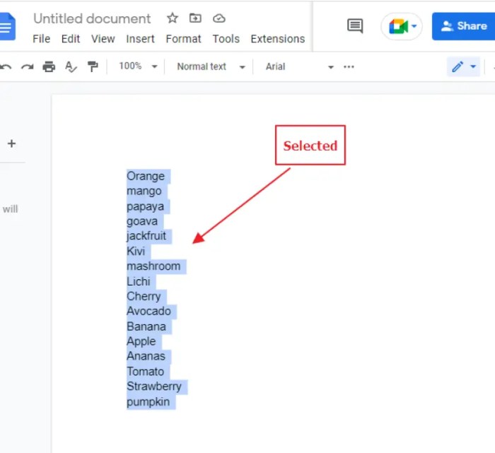 how to alphabetize in google docs